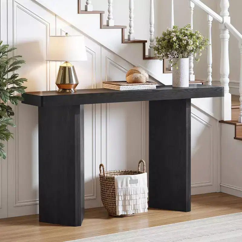 Bekrvio 50 Tavolo Consolle Stretto, Tavolino da Ingresso e Divano Sottile con Piano in Vero Legno, Consolle Moderna Robusta e Spessa per Corridoio