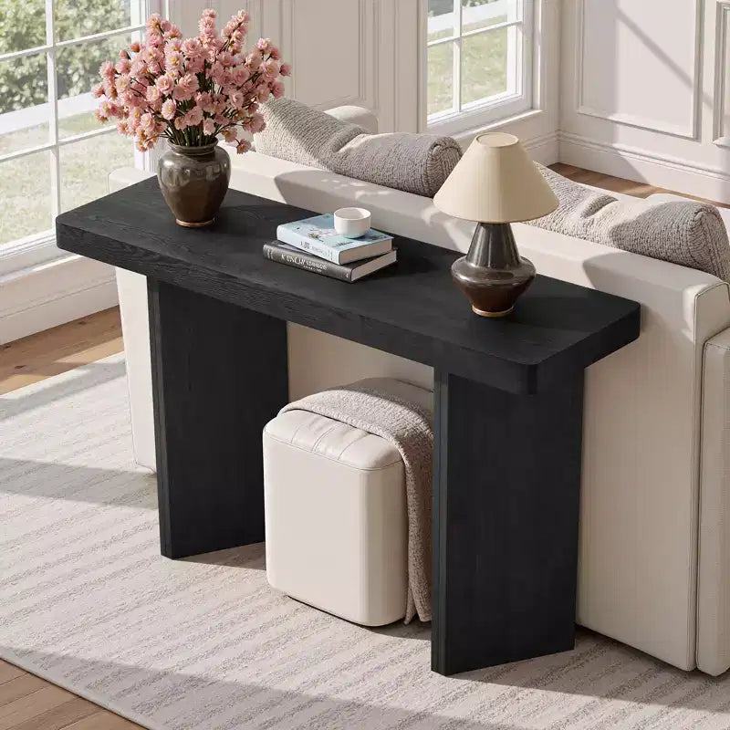 Bekrvio 50 Tavolo Consolle Stretto, Tavolino da Ingresso e Divano Sottile con Piano in Vero Legno, Consolle Moderna Robusta e Spessa per Corridoio