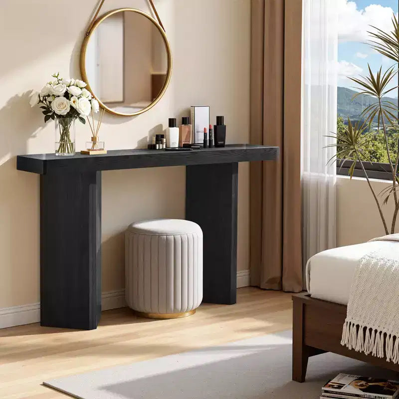 Bekrvio 50 Tavolo Consolle Stretto, Tavolino da Ingresso e Divano Sottile con Piano in Vero Legno, Consolle Moderna Robusta e Spessa per Corridoio