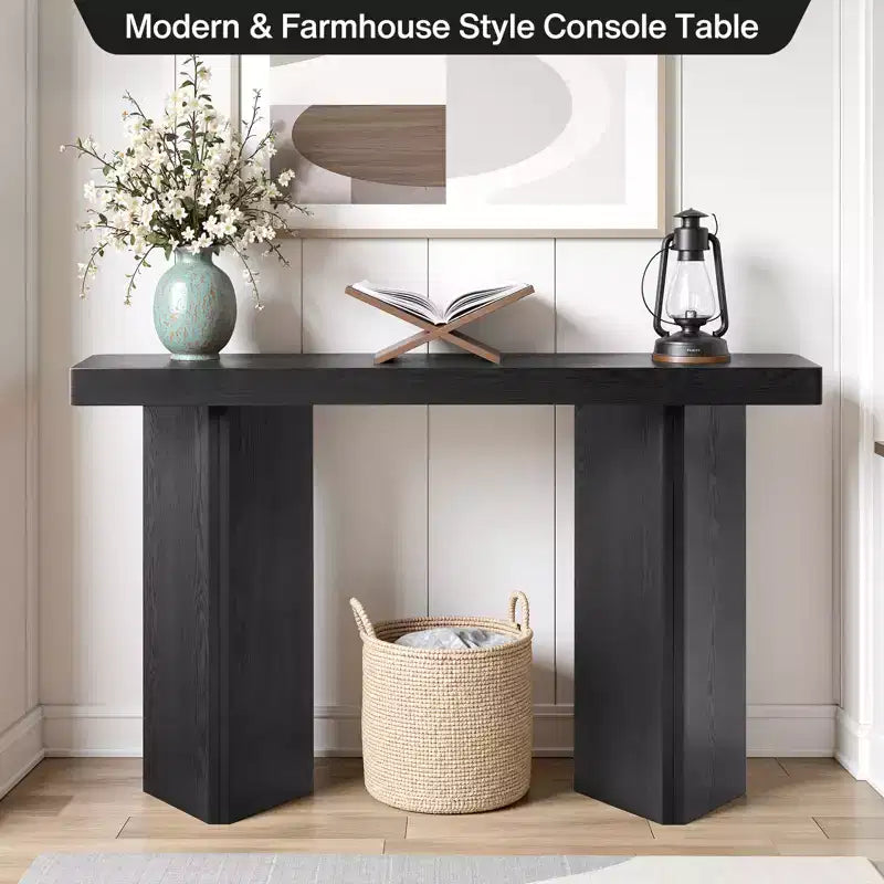 Bekrvio 50 Tavolo Consolle Stretto, Tavolino da Ingresso e Divano Sottile con Piano in Vero Legno, Consolle Moderna Robusta e Spessa per Corridoio