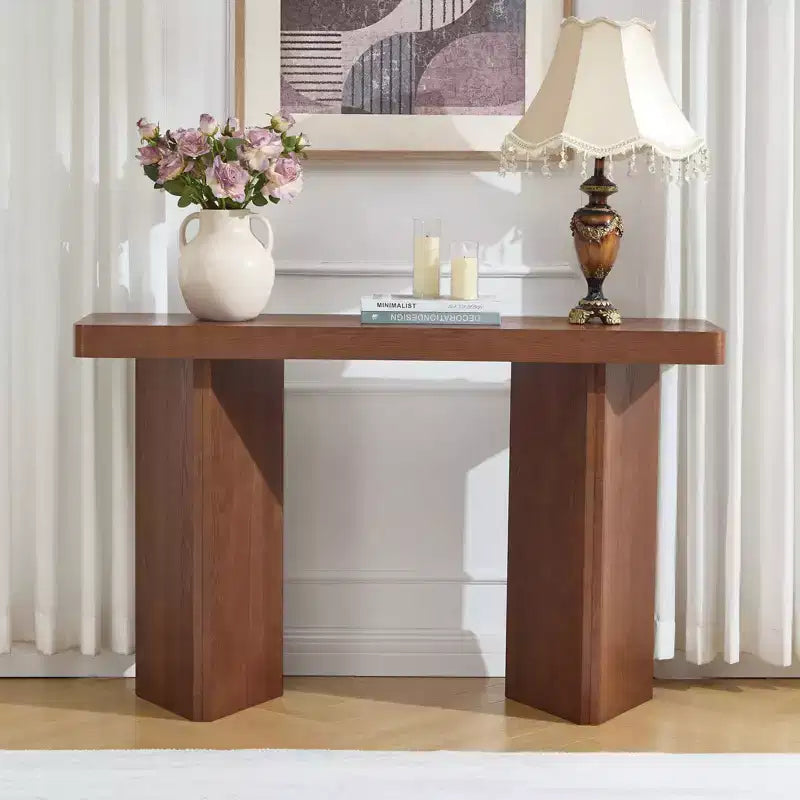 Bekrvio 50 Tavolo Consolle Stretto, Tavolino da Ingresso e Divano Sottile con Piano in Vero Legno, Consolle Moderna Robusta e Spessa per Corridoio