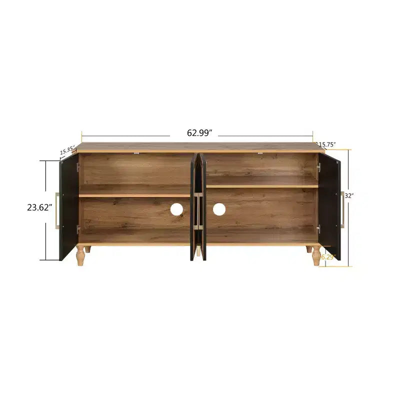 Mobile Cucina con 4 Ante Scolpite a Fiori, Credenza Decorativa Madia Contenitore per Sala da Pranzo, Soggiorno - Panipeachy