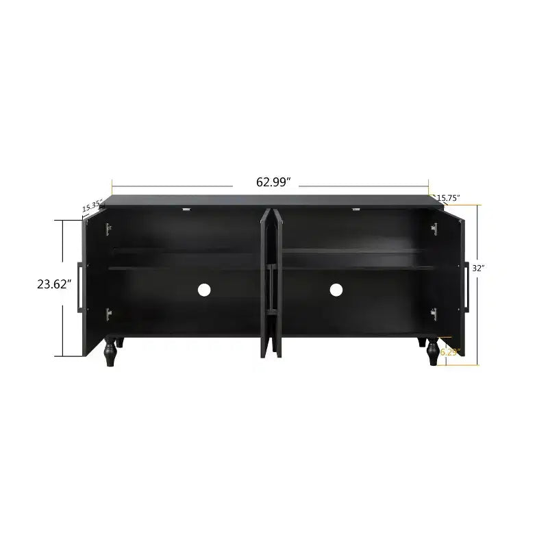 Mobile Cucina con 4 Ante Scolpite a Fiori, Credenza Decorativa Madia Contenitore per Sala da Pranzo, Soggiorno - Panipeachy