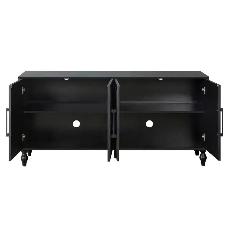 Mobile Cucina con 4 Ante Scolpite a Fiori, Credenza Decorativa Madia Contenitore per Sala da Pranzo, Soggiorno - Panipeachy