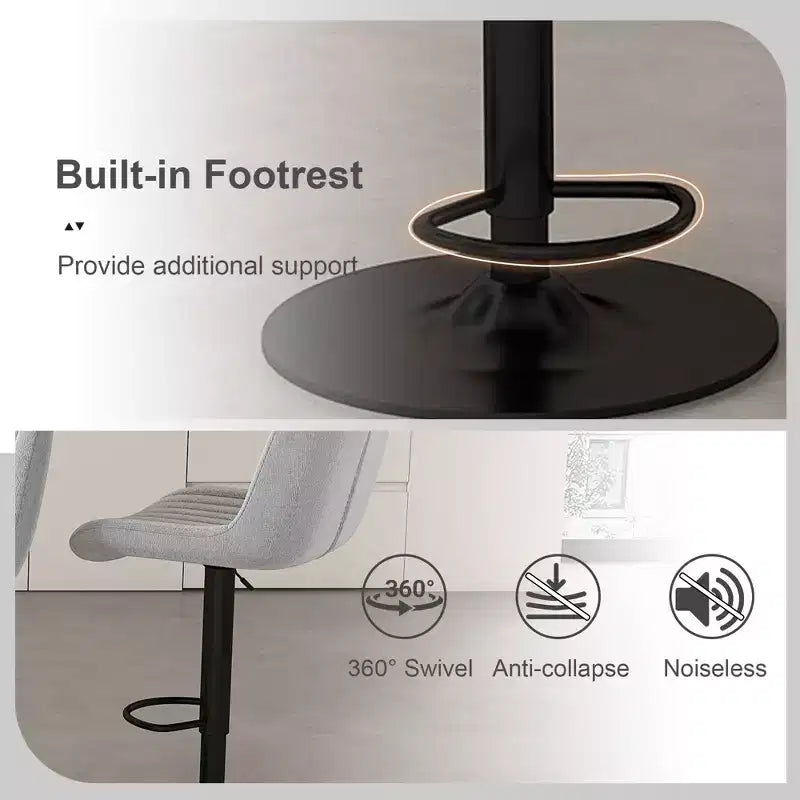 TUYOHW Set di 2 Sgabelli da Bar Moderni Girevoli ad Altezza Regolabile, Sedia da Bar con Poggiapiedi, Schienale Ergonomico per Isola Cucina, Casa, Bar