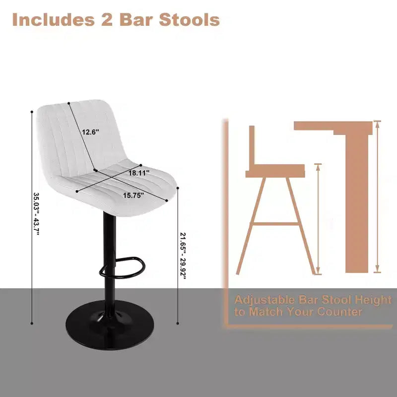 TUYOHW Set di 2 Sgabelli da Bar Moderni Girevoli ad Altezza Regolabile, Sedia da Bar con Poggiapiedi, Schienale Ergonomico per Isola Cucina, Casa, Bar