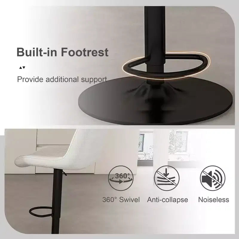 TUYOHW Set di 2 Sgabelli da Bar Moderni Girevoli ad Altezza Regolabile, Sedia da Bar con Poggiapiedi, Schienale Ergonomico per Isola Cucina, Casa, Bar
