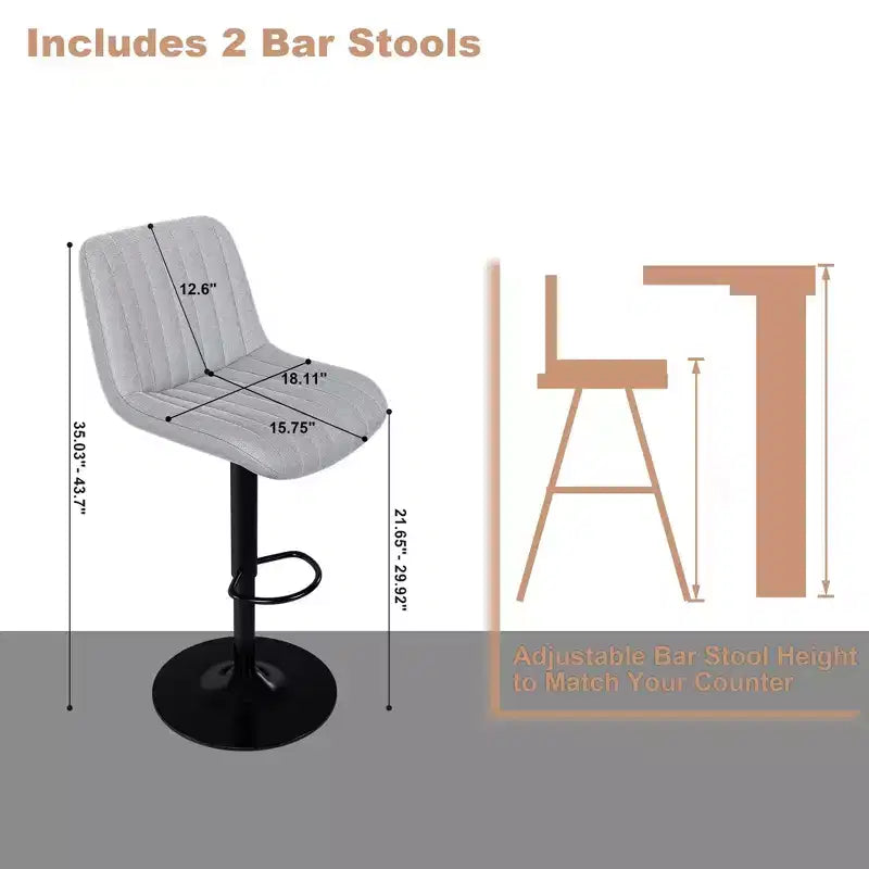 TUYOHW Set di 2 Sgabelli da Bar Moderni Girevoli ad Altezza Regolabile, Sedia da Bar con Poggiapiedi, Schienale Ergonomico per Isola Cucina, Casa, Bar