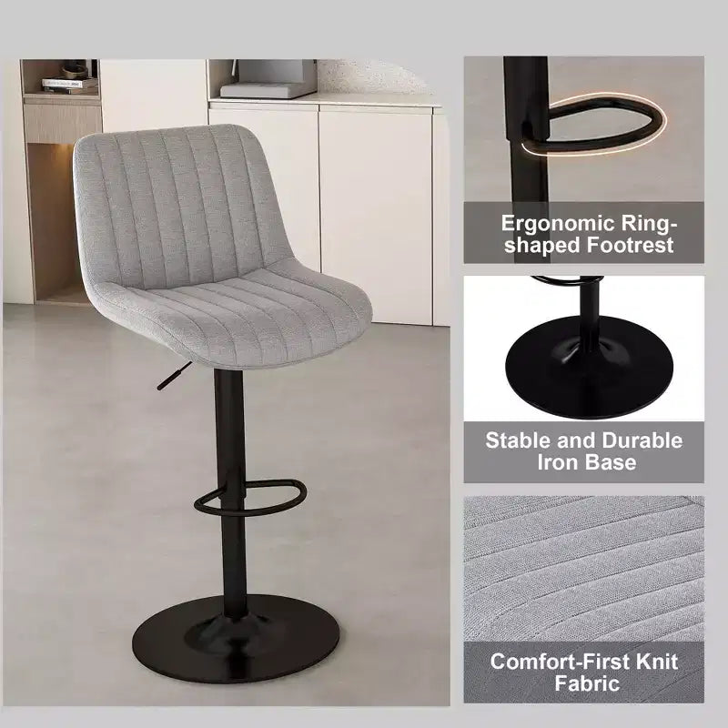 TUYOHW Set di 2 Sgabelli da Bar Moderni Girevoli ad Altezza Regolabile, Sedia da Bar con Poggiapiedi, Schienale Ergonomico per Isola Cucina, Casa, Bar