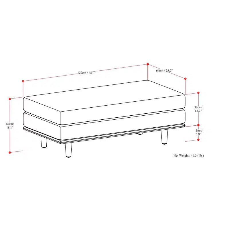 Tavolino/Pouf Rettangolare Grande Brixley