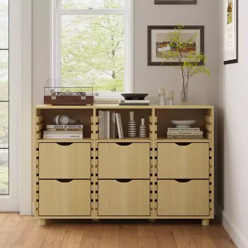 Famapy Armadio Modulare Armadio Camera da Letto Organizzatore Regolabile a 6 Cassetti Unità Scaffale Personalizzabile Doghe in Legno Massello