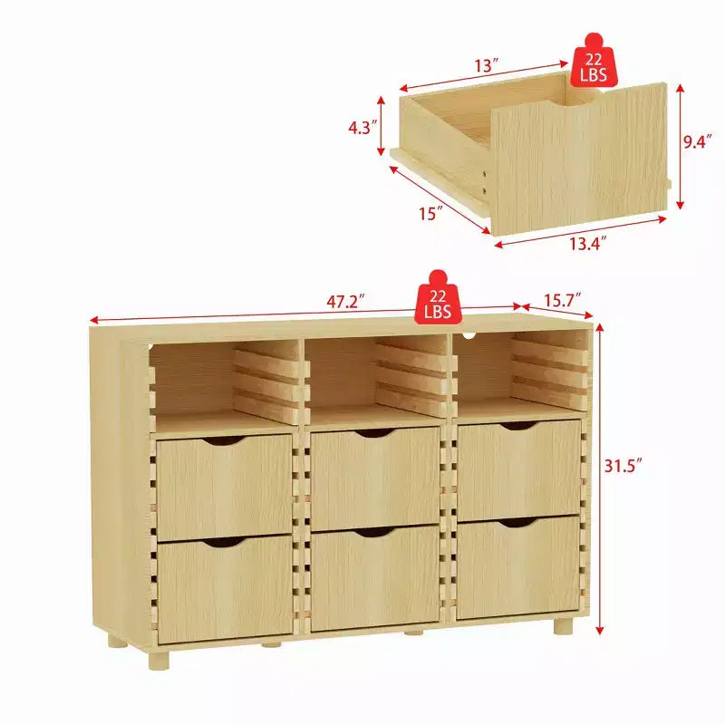 Famapy Armadio Modulare Armadio Camera da Letto Organizzatore Regolabile a 6 Cassetti Unità Scaffale Personalizzabile Doghe in Legno Massello