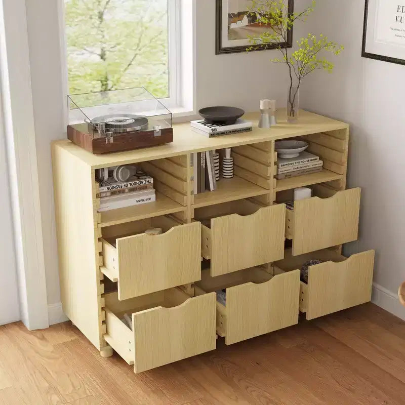 Famapy Armadio Modulare Armadio Camera da Letto Organizzatore Regolabile a 6 Cassetti Unità Scaffale Personalizzabile Doghe in Legno Massello