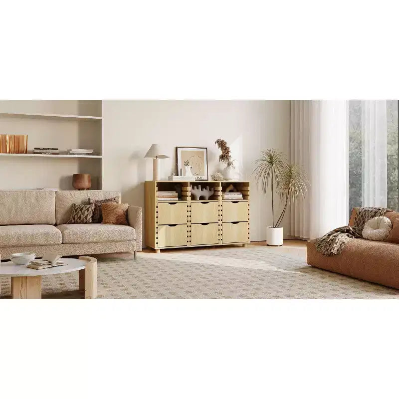 Famapy Armadio Modulare Armadio Camera da Letto Organizzatore Regolabile a 6 Cassetti Unità Scaffale Personalizzabile Doghe in Legno Massello