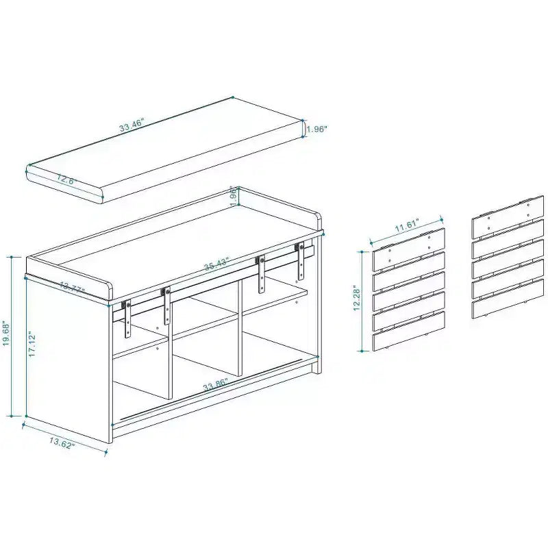 MAYEERTY Panca Contenitore per Scarpe a 2 Livelli con Porte Scorrevoli, Sedile Imbottito Rimovibile, Ingresso Corridoio Camera da Letto, Bianco