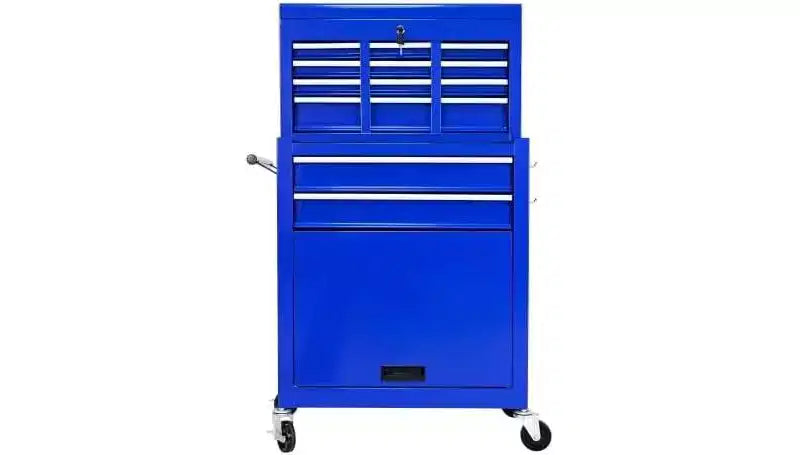 Cassetta degli Attrezzi a 8 Cassetti con Ruote - Blu, Mobile e Spaziosa, per Magazzino/Officina