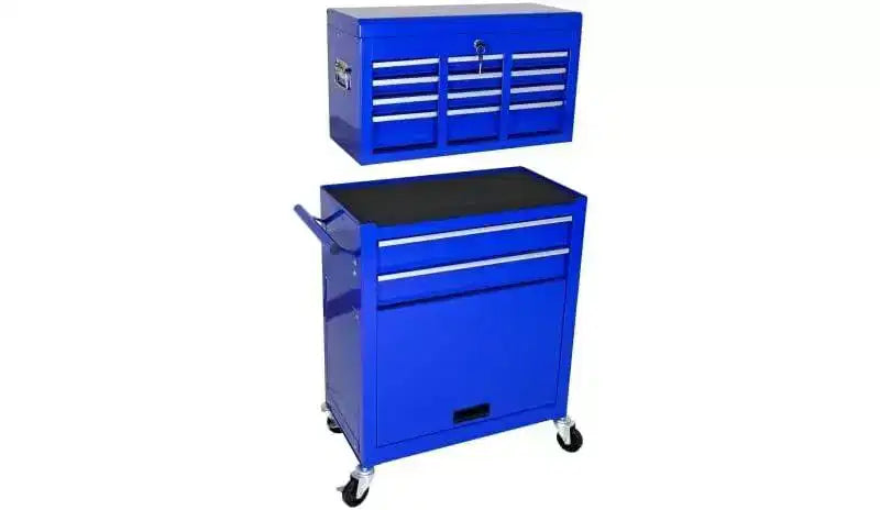 Cassetta degli Attrezzi a 8 Cassetti con Ruote - Blu, Mobile e Spaziosa, per Magazzino/Officina