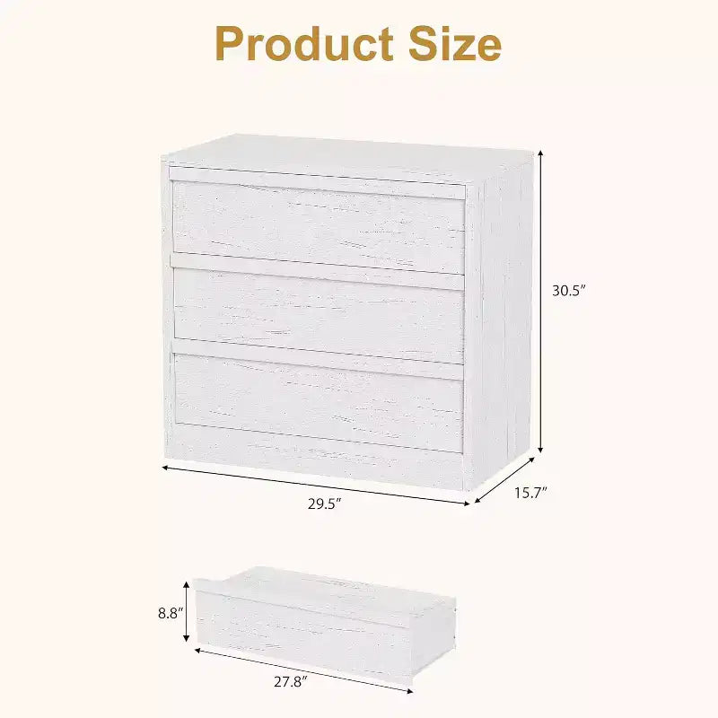 Comò a 3 cassetti per camera da letto, comodino in rovere naturale con 3 cassetti con ampio spazio di archiviazione, piccolo comodino moderno per soggiorno, asilo nido