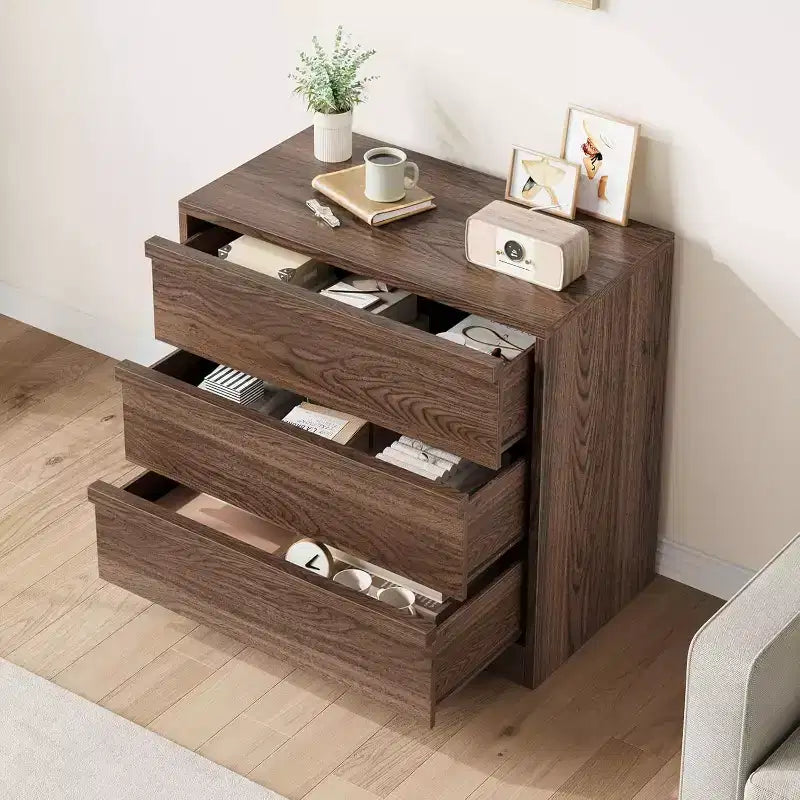 Comò a 3 cassetti per camera da letto, comodino in rovere naturale con 3 cassetti con ampio spazio di archiviazione, piccolo comodino moderno per soggiorno, asilo nido