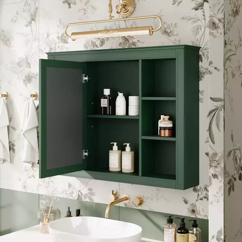 FAMYYT 35 pollici L x 27,5 pollici A Armadietto da bagno rettangolare a superficie con specchio in MDF, cerniera ammortizzata