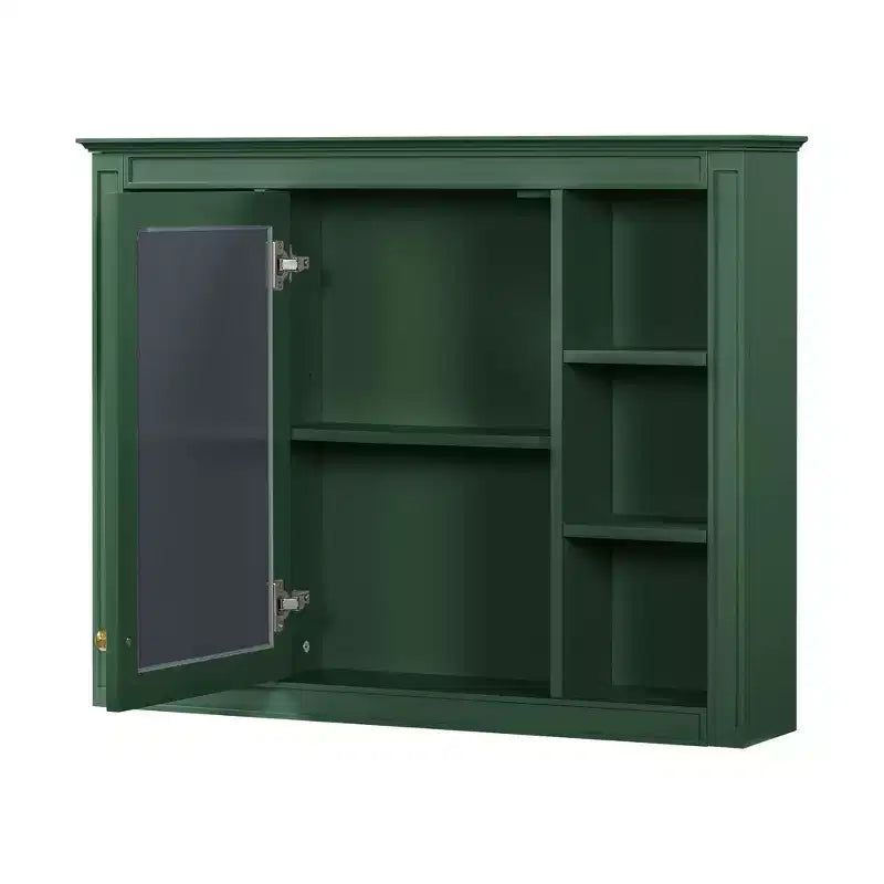 FAMYYT 35 pollici L x 27,5 pollici A Armadietto da bagno rettangolare a superficie con specchio in MDF, cerniera ammortizzata