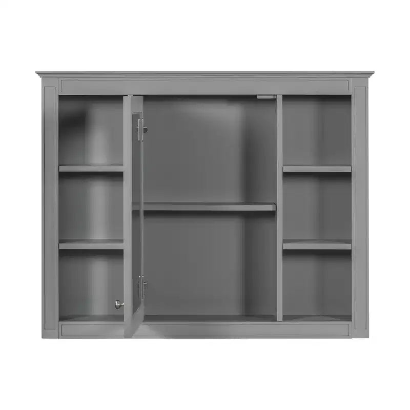 FAMYYT 35 pollici L x 27,5 pollici A Armadietto da bagno rettangolare a superficie con specchio in MDF, cerniera ammortizzata
