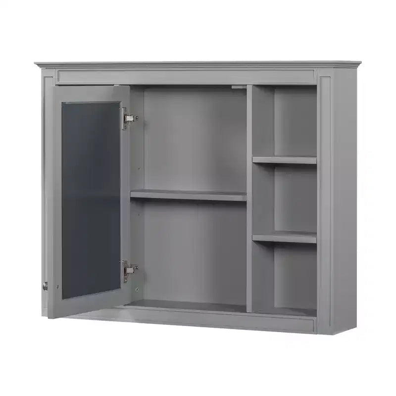 FAMYYT 35 pollici L x 27,5 pollici A Armadietto da bagno rettangolare a superficie con specchio in MDF, cerniera ammortizzata