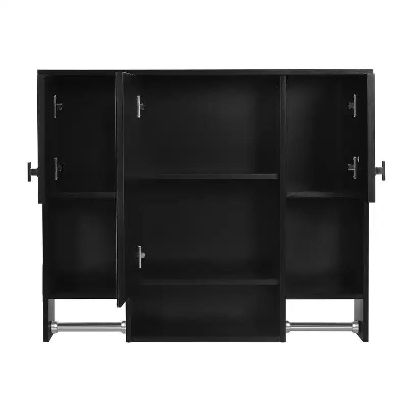 FAMYYT 35 pollici L x 28 pollici A Armadietto da bagno con specchio a superficie in MDF rettangolare con barra portasciugamani
