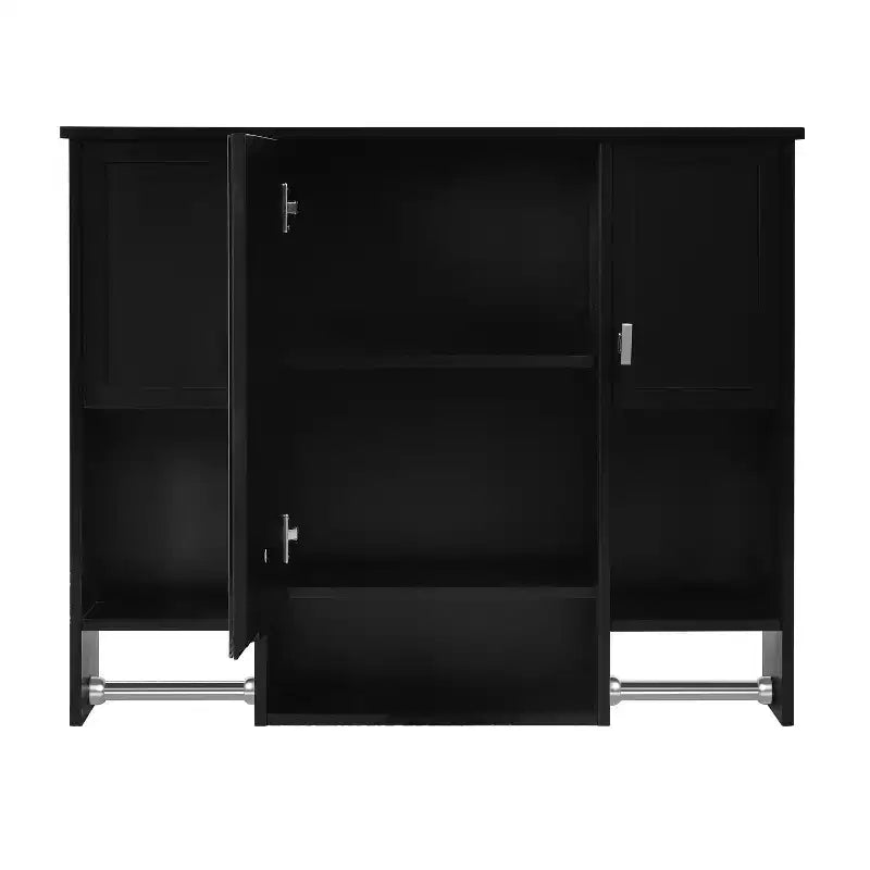 FAMYYT 35 pollici L x 28 pollici A Armadietto da bagno con specchio a superficie in MDF rettangolare con barra portasciugamani