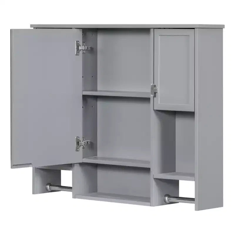 FAMYYT 35 pollici L x 28 pollici A Armadietto da bagno con specchio a superficie in MDF rettangolare con barra portasciugamani