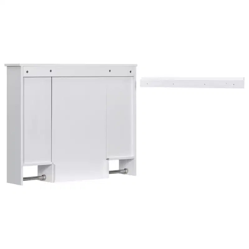 FAMYYT 35 pollici L x 28 pollici A Armadietto da bagno con specchio a superficie in MDF rettangolare con barra portasciugamani