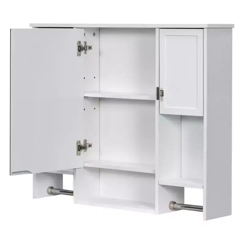 FAMYYT 35 pollici L x 28 pollici A Armadietto da bagno con specchio a superficie in MDF rettangolare con barra portasciugamani