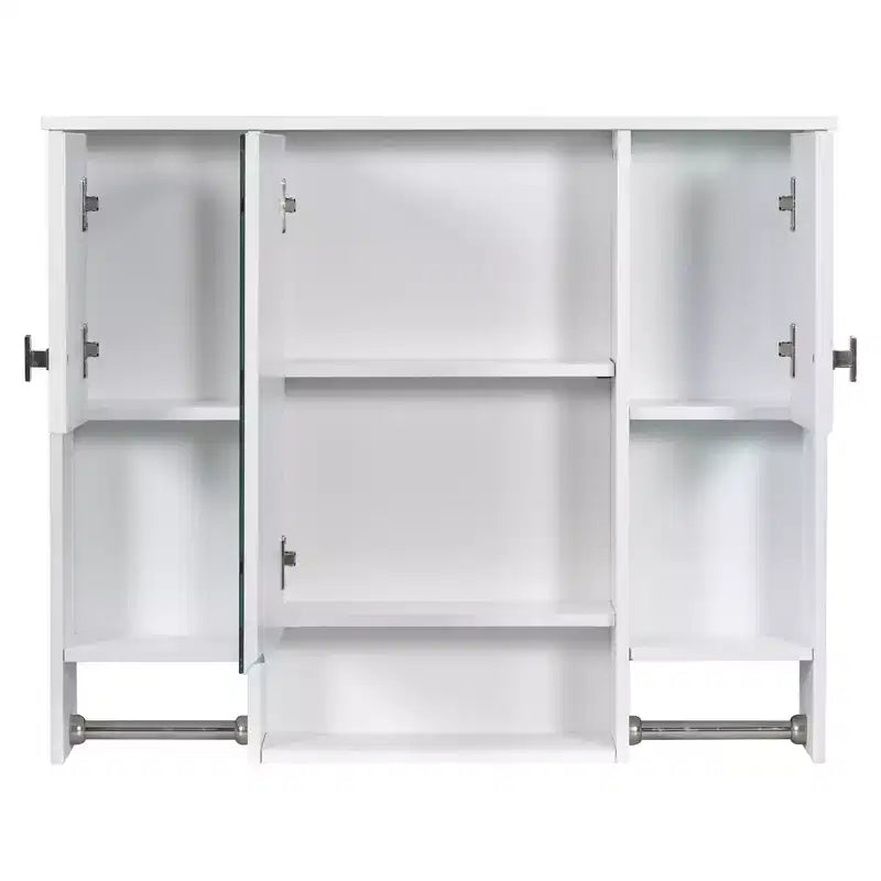 FAMYYT 35 pollici L x 28 pollici A Armadietto da bagno con specchio a superficie in MDF rettangolare con barra portasciugamani