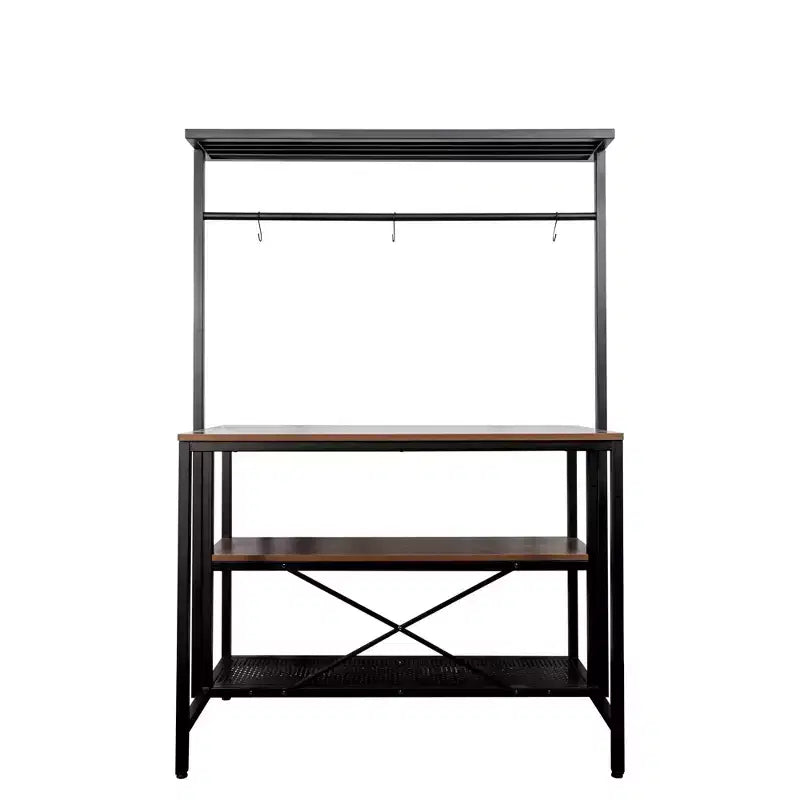 CLIHOME Isola da cucina, Scaffale da panettiere, Stand per microonde a 3 ripiani con ripiano del forno e contenitore, Scaffale per cucina, sala da pranzo, soggiorno
