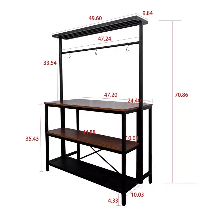 CLIHOME Isola da cucina, Scaffale da panettiere, Stand per microonde a 3 ripiani con ripiano del forno e contenitore, Scaffale per cucina, sala da pranzo, soggiorno