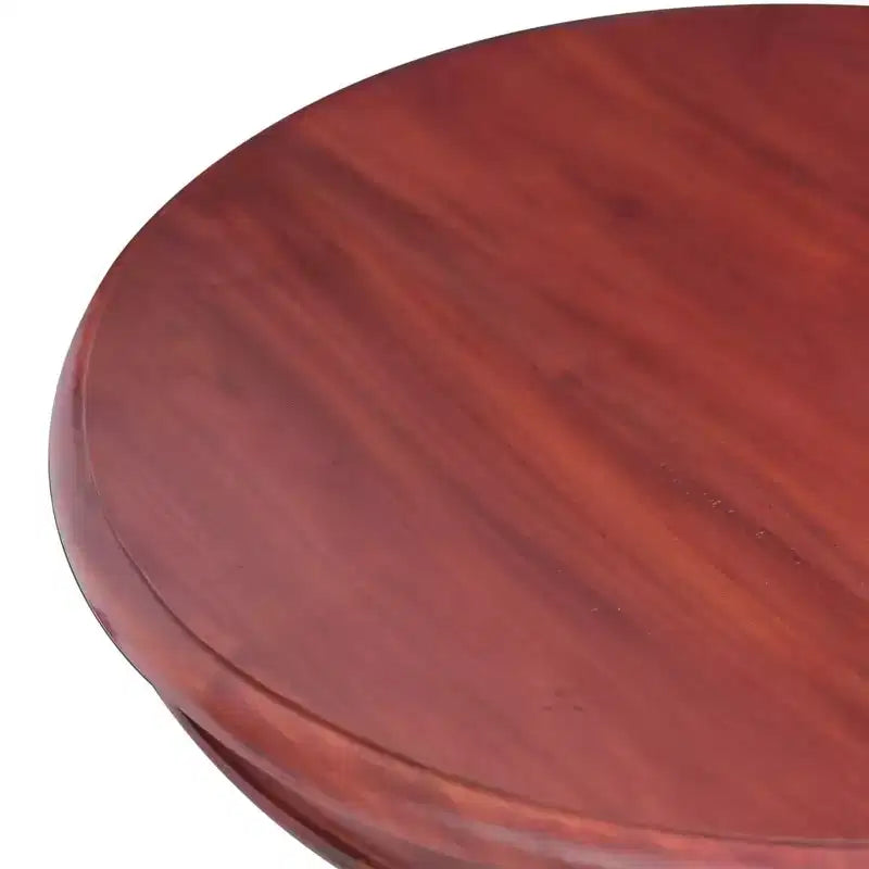 vidaXL Tavolino da Divano Rotondo Tavolino da Caffè in Legno Massello di Mogano Naturale