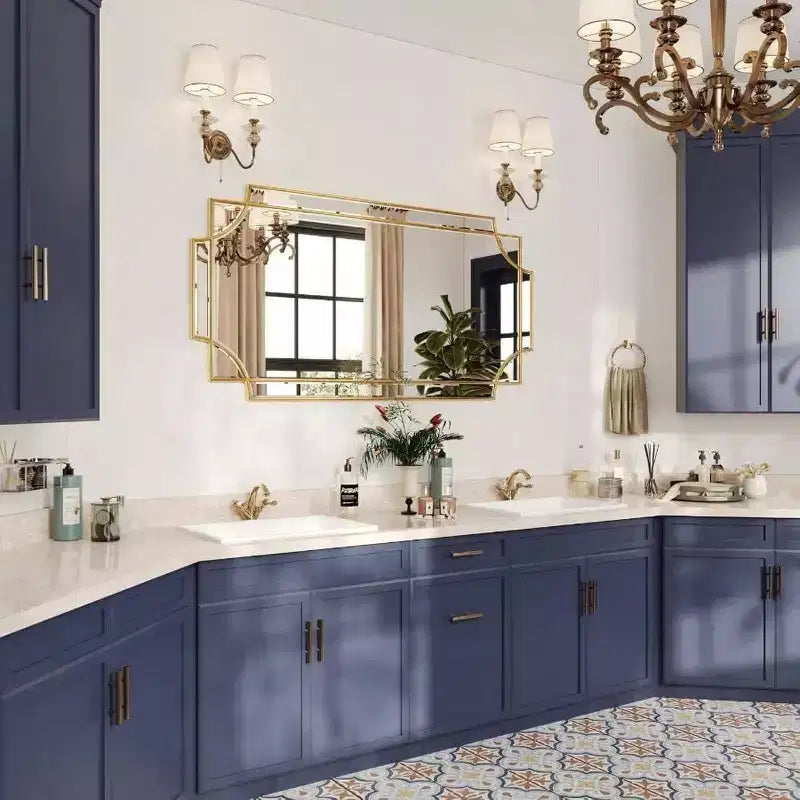 Specchio da Parete Tradizionale Oro Decorativo Smussato a Tutta Lunghezza per Arredamento Casa Bagno Soggiorno Camera da Letto Cucina