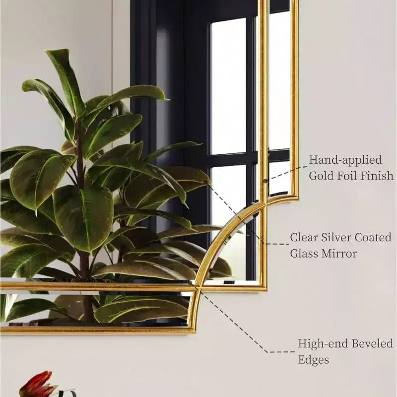 Specchio da Parete Tradizionale Oro Decorativo Smussato a Tutta Lunghezza per Arredamento Casa Bagno Soggiorno Camera da Letto Cucina