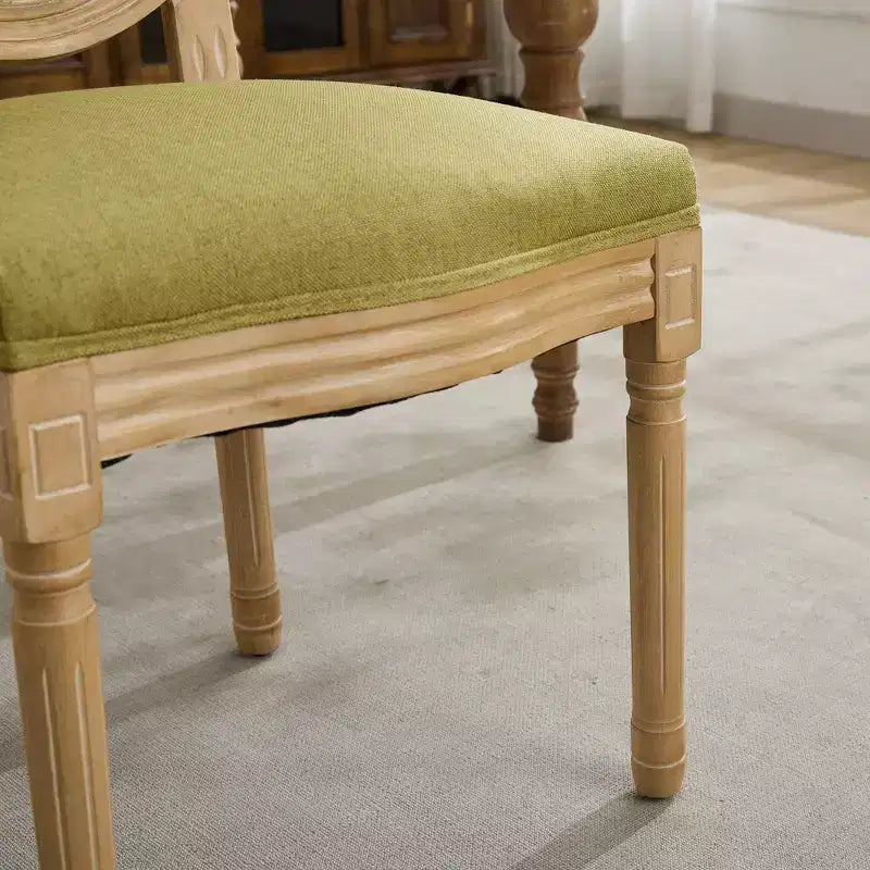 TUYOHW Eleganti sedie King Louis con schienale in rattan, set da 2, sedie da pranzo in morbido lino con gambe in legno di gomma, sedie laterali in stile francese, decorazioni per la casa