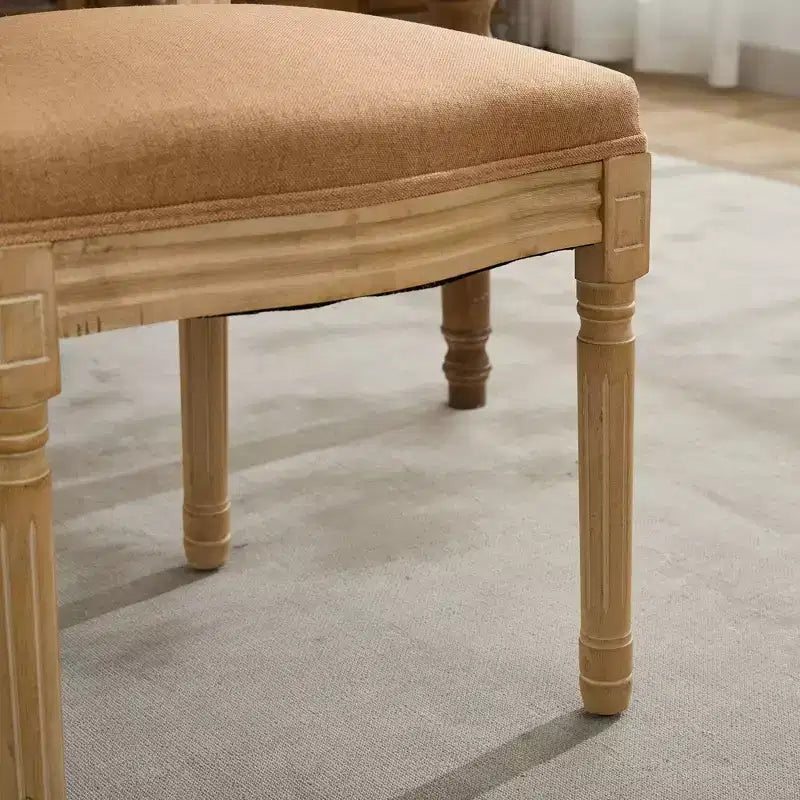 TUYOHW Eleganti sedie King Louis con schienale in rattan, set da 2, sedie da pranzo in morbido lino con gambe in legno di gomma, sedie laterali in stile francese, decorazioni per la casa
