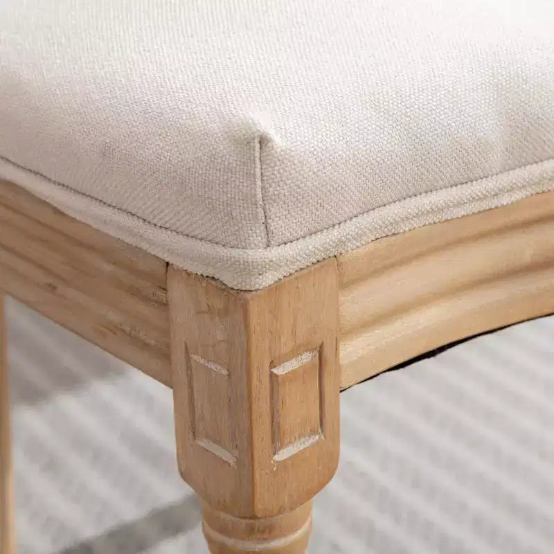 TUYOHW Eleganti sedie King Louis con schienale in rattan, set da 2, sedie da pranzo in morbido lino con gambe in legno di gomma, sedie laterali in stile francese, decorazioni per la casa
