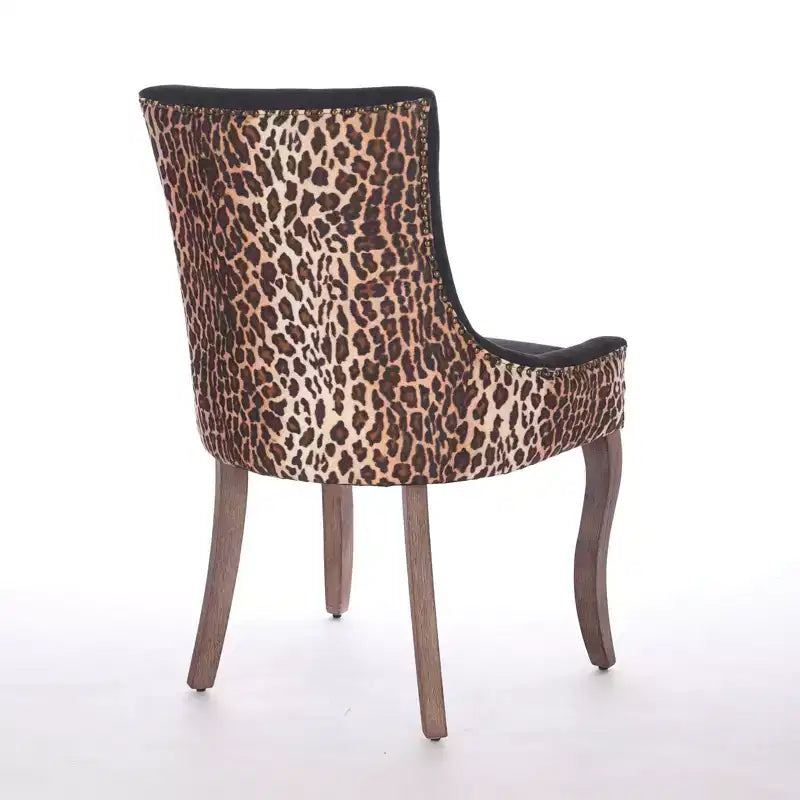 TUYOHW Eleganti sedie da pranzo con cucitura dello schienale rifinita a mano, set da 2, sedie laterali moderne di metà secolo con gambe in legno e borchie in bronzo