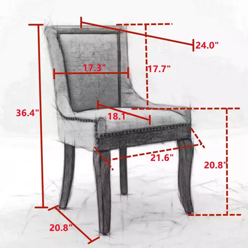 TUYOHW Eleganti sedie da pranzo con cucitura dello schienale rifinita a mano, set da 2, sedie laterali moderne di metà secolo con gambe in legno e borchie in bronzo