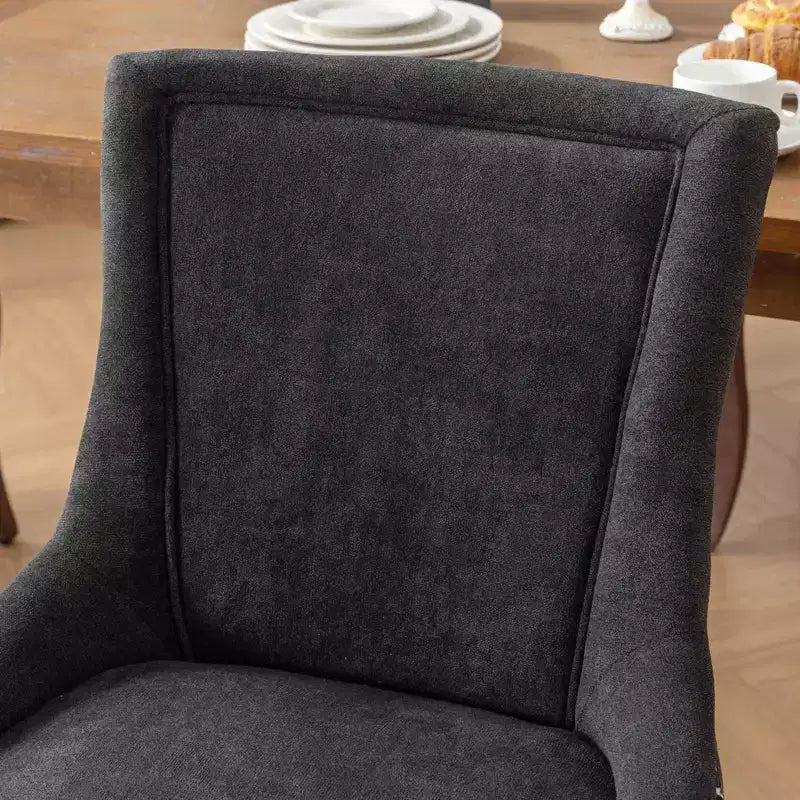TUYOHW Eleganti sedie da pranzo con cucitura dello schienale rifinita a mano, set da 2, sedie laterali moderne di metà secolo con gambe in legno e borchie in bronzo