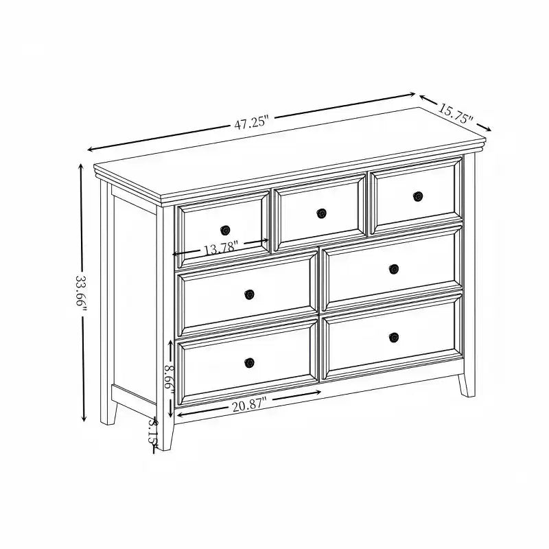 Cassettiera moderna a 7 cassetti, Organizer per armadio per camera da letto, soggiorno o ingresso - Panipeachy
