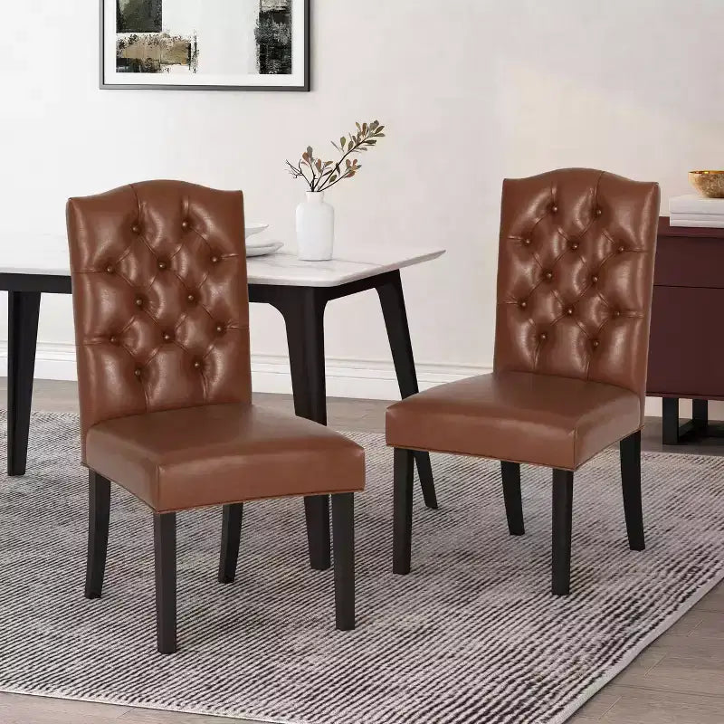 MAYEERTY Set di 2 sedie da pranzo trapuntate Harriet KD, Dettaglio trapuntato a bottoni, Design smontabile, Sala da pranzo