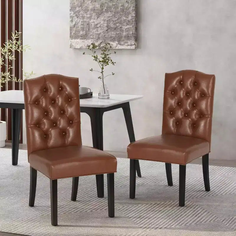 MAYEERTY Set di 2 sedie da pranzo trapuntate Harriet KD, Dettaglio trapuntato a bottoni, Design smontabile, Sala da pranzo