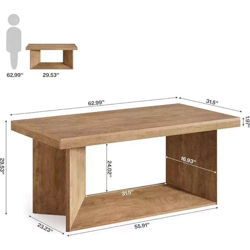 Scrivania direzionale Lantine da 63 pollici, scrivania per computer da ufficio con piedistallo resistente, tavolo da scrittura per workstation in stile rustico per ufficio domestico, marrone rustico