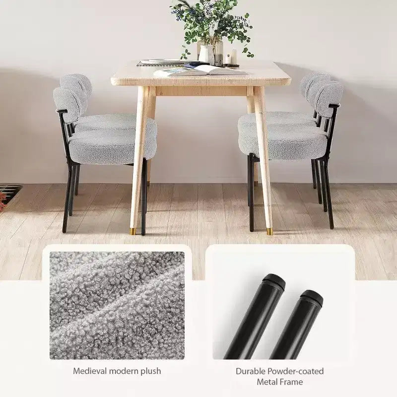 TUYOHW Set di 2 Sedie da Pranzo Moderne con Seduta Imbottita Spessa 10 cm, Sedie da Cucina Senza Braccioli con Schienale e Struttura in Acciaio per Sala da Pranzo, Cucina