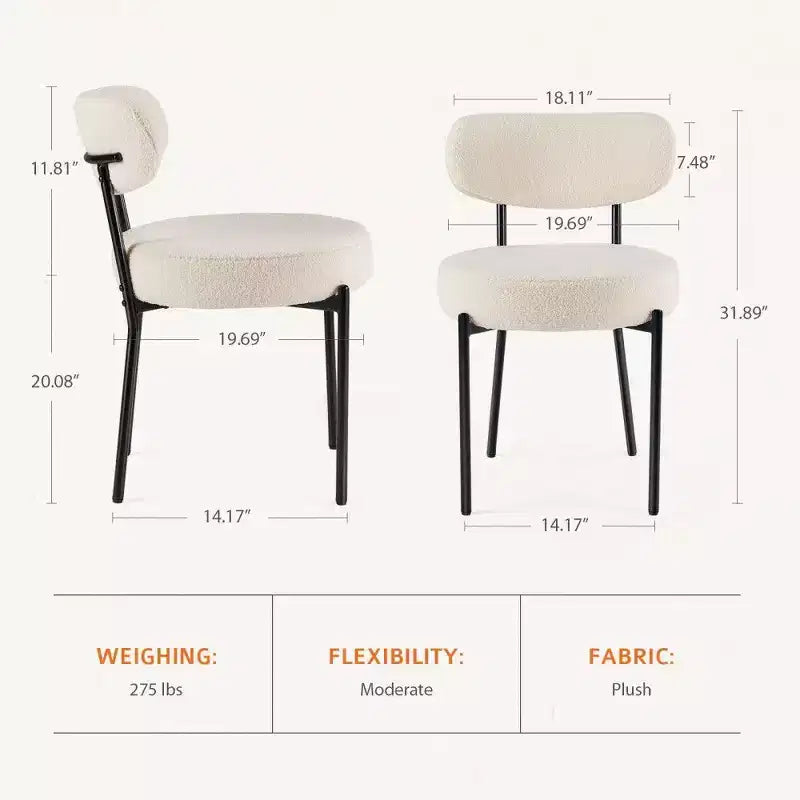 TUYOHW Set di 2 Sedie da Pranzo Moderne con Seduta Imbottita Spessa 10 cm, Sedie da Cucina Senza Braccioli con Schienale e Struttura in Acciaio per Sala da Pranzo, Cucina